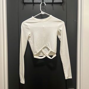 cropped white cutout shirt